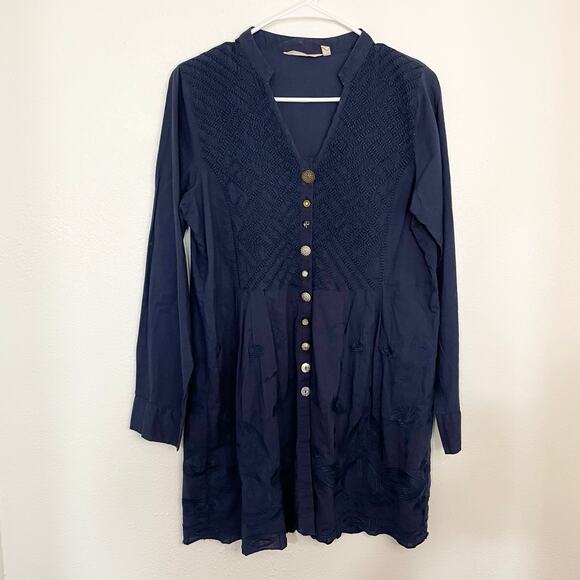 Soft Surroundings Tops - Soft Surroundings Embroidered Navy Blue Tunic Blouse Woman’s Size Medium